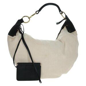 Authentic GUCCI Shoulder Bag Canvas Ivory Gold 95332